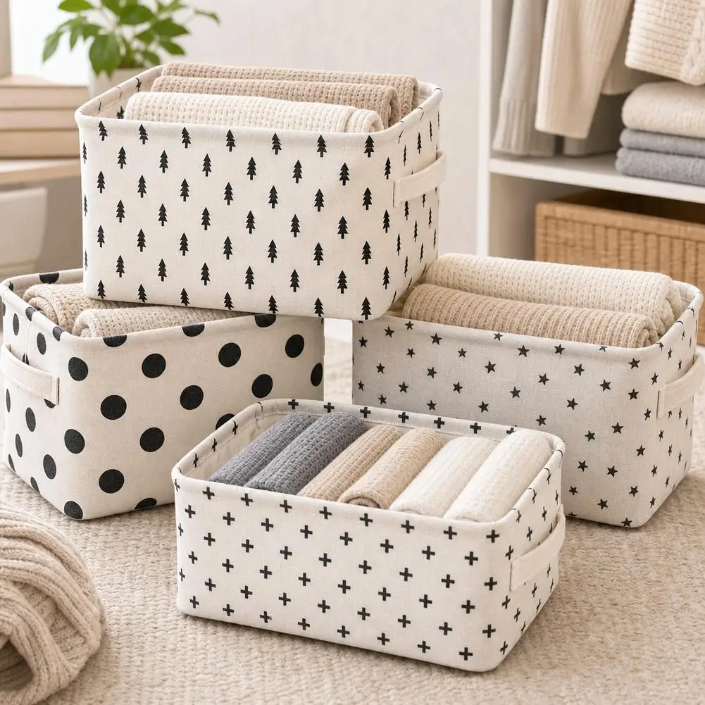 Storage Bins Linen Storage Baskets Collapsible Closet Organizer Box With Handles For Clothes Toys Towels
