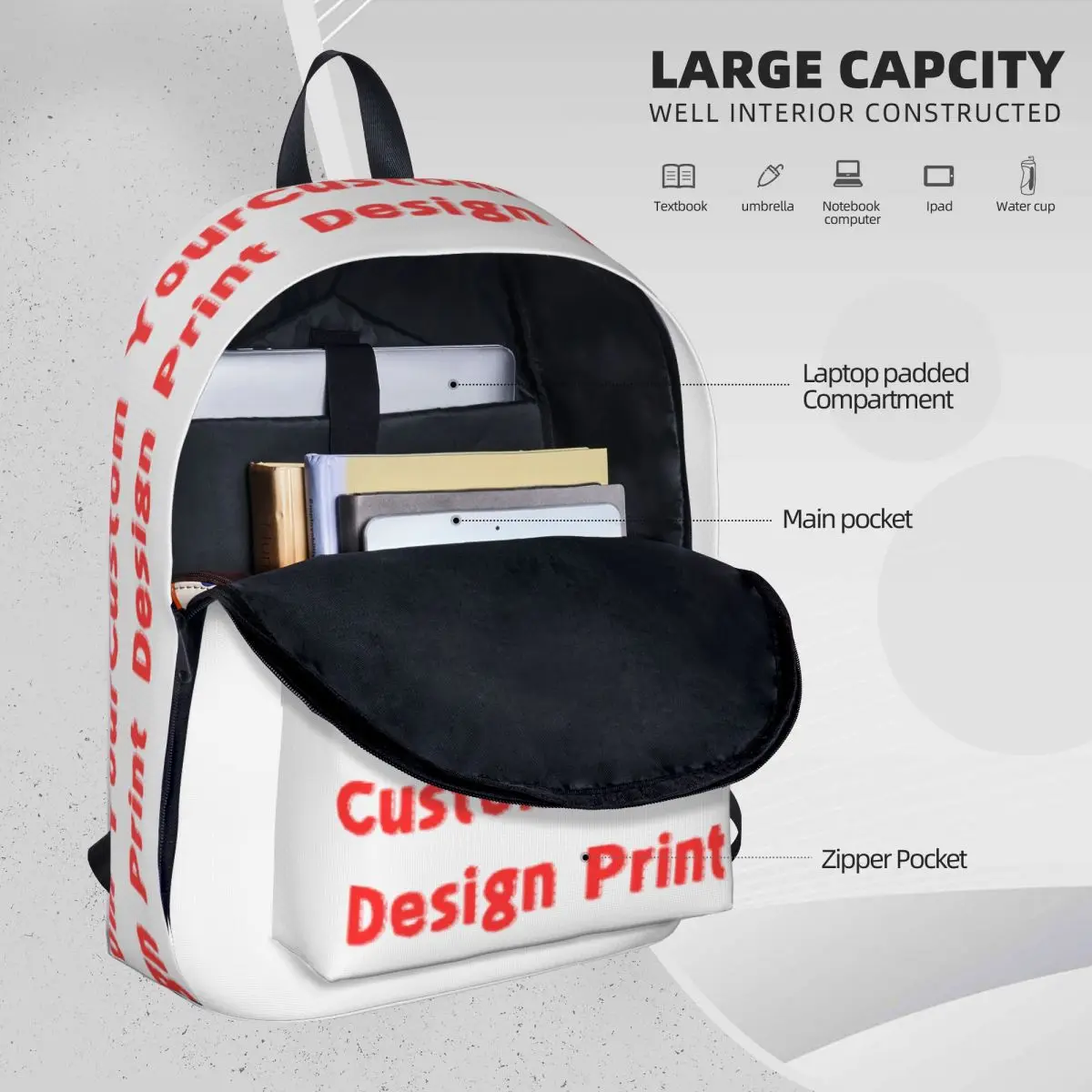 Your Photo Custom Print Backpack Women Customized Logo Large Backpacks Polyester Cool School Bags Sport Design Rucksack