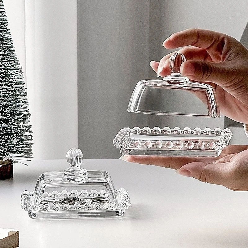 Bead Edge with Lid Long Square Box Jewelry,Butter Plates Jewelry Box Ring Necklace Storage Plate Ins Windshield Storage Boxes