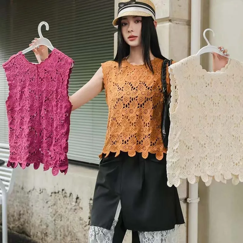 Boring Honey High-End Beading Sequined Design Short Sleeveless Vest Top Women Summer Chic Celebrity Style Blouse All-Match Top