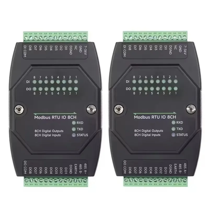 Industrial 8-Ch Digital Input & Output Module, DC 7~36V Wide Voltage Power Supply, Modbus RTU Protocol