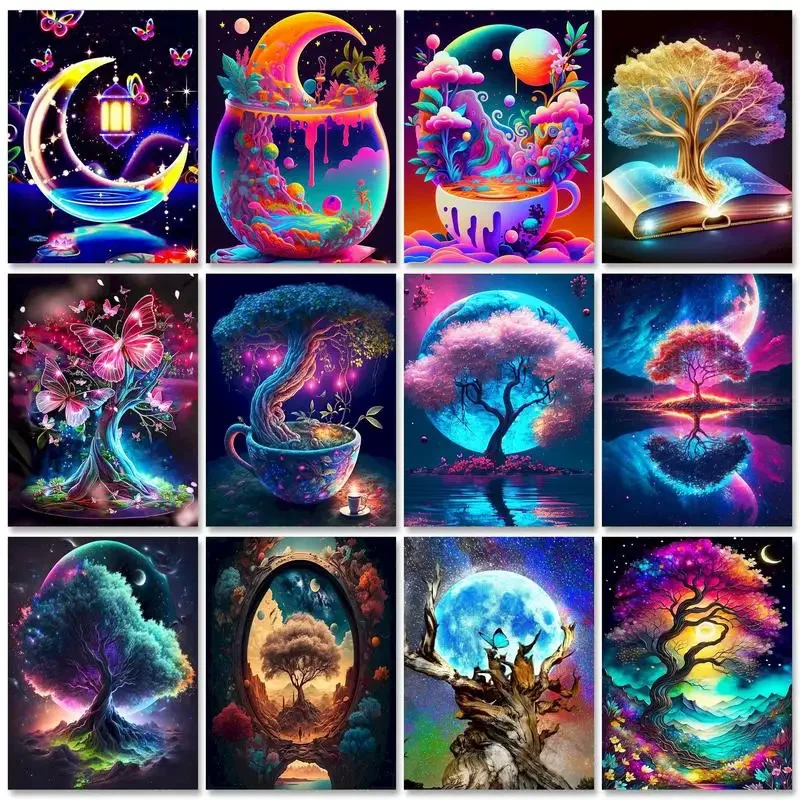 

642545 DIY Paintings By Numbers Kits Acrylic Paint By Numbers For Adults Tree On Canvas Modern Wall Home Decoration Gfit