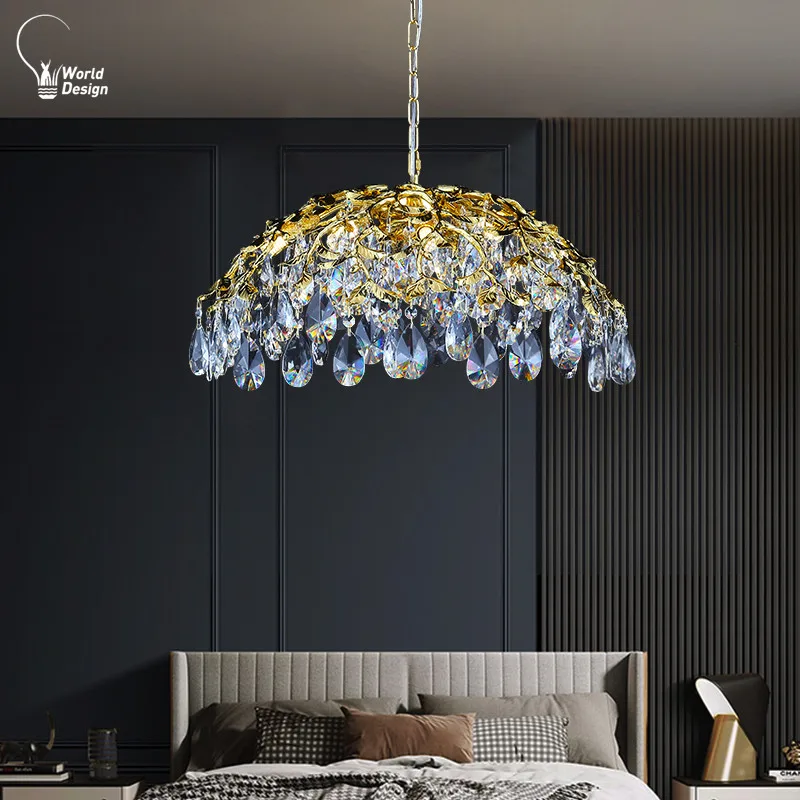 Italian Crystal Pendant Light Kitchen Lamp Ceiling Dining Room Pendant Chandelier Luxury Crystal  Large Living Room Chandelier