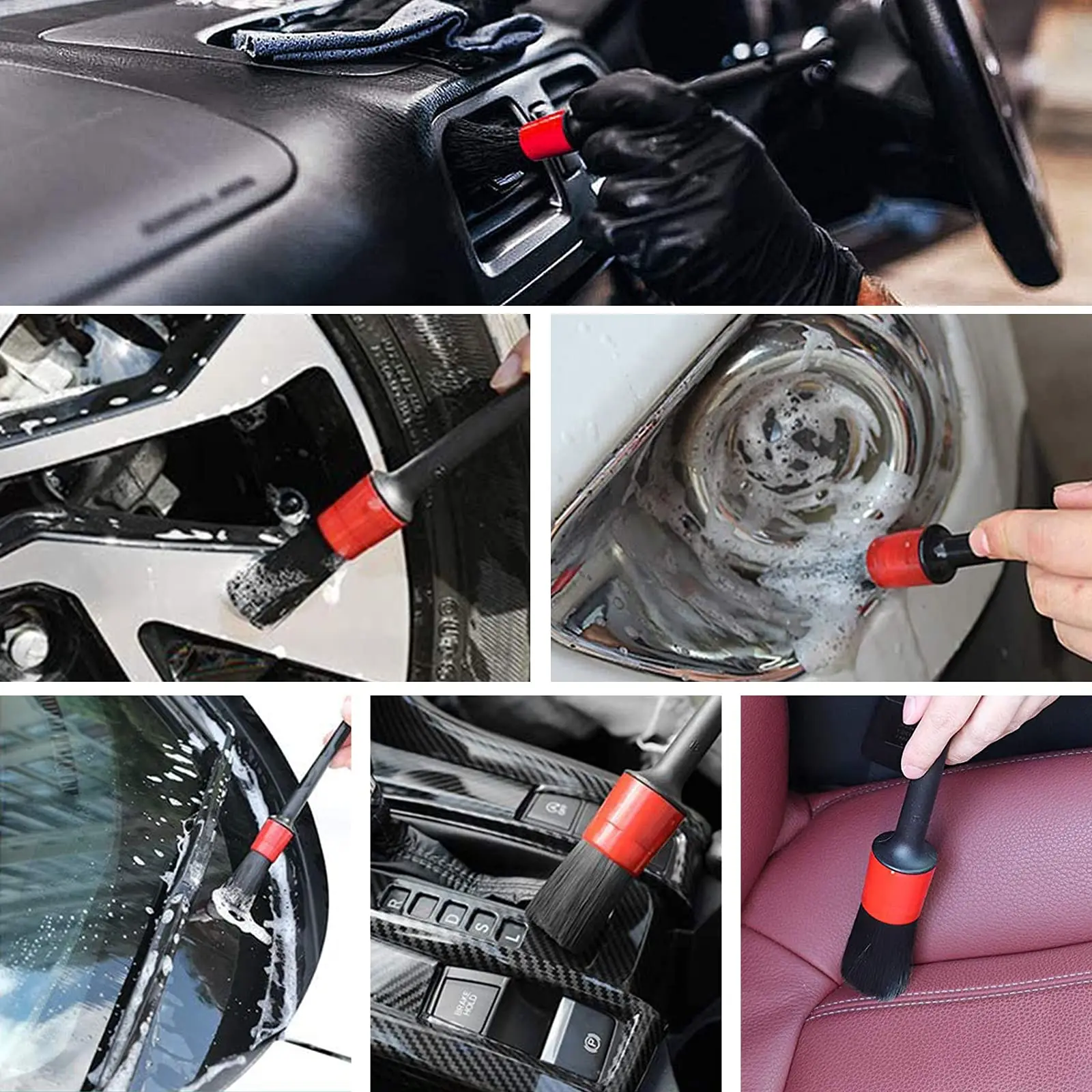 5pcs Detailing Brush Set Car Brushes Car Detailing Brush For Car Rim Cleaning Detailing Brush Dashboard Air Outlet Wheel Brush