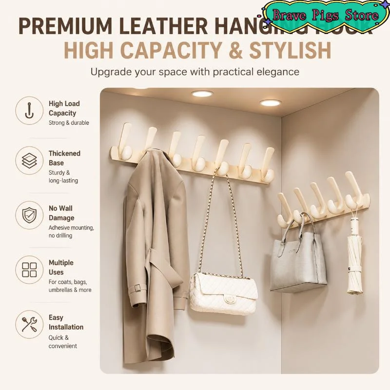 [HM]Cream White Over The Door Hook Rack 6 Sturdy Hooks No Drill Installation For Bedroom Bathroom Entryway Storage[HM]