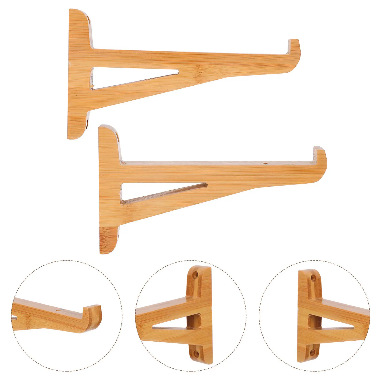 2Pcs Wood Shelf Brackets Triangle Structure Scientific Pressure Distribution Sturdy Floating Wall Holder for Living Room Bedroom