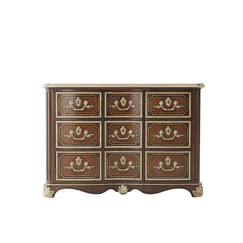 British nine-chest cabinet, neoclassical light luxury brass dining room decorative cabinet, court solid wood porch cabinet