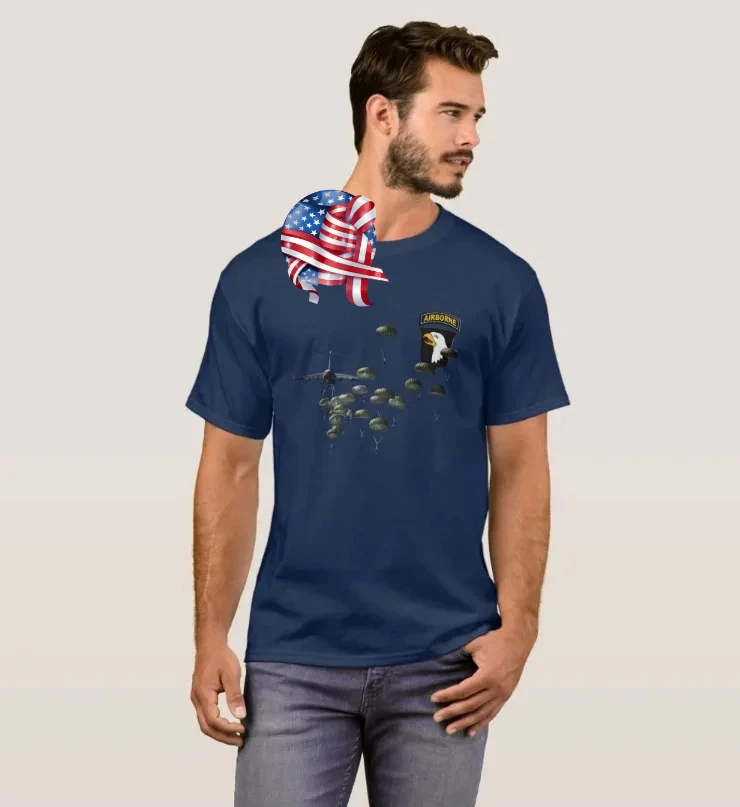 

101st Airborne Division Jumping Paratroopers T-Shirt 100% Cotton O-Neck Summer Short Sleeve Casual Mens T-shirt Size S-3XL