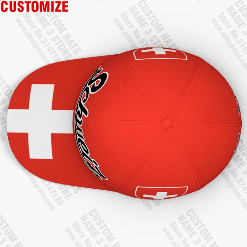 Switzerland male youth student diy custom made name number photo casual hat nation flag ch german country college baseball cap