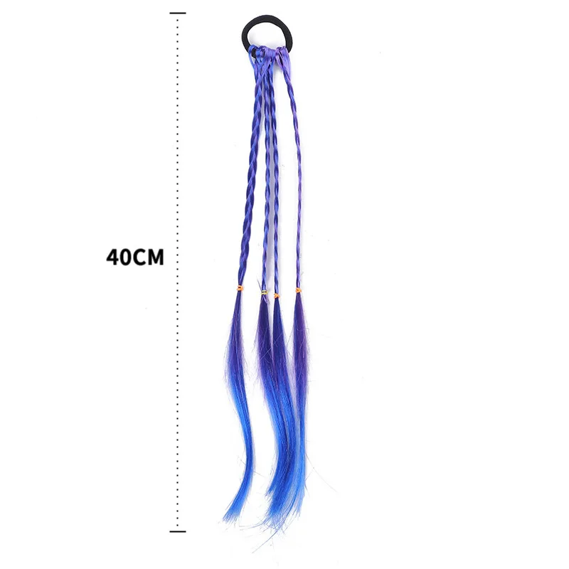 Hair Extensions Synthetic Cute Cosplay Children's Wig Braids Ponytail for Baby Girl Dress Up Colorful Hair Bundle Accessories