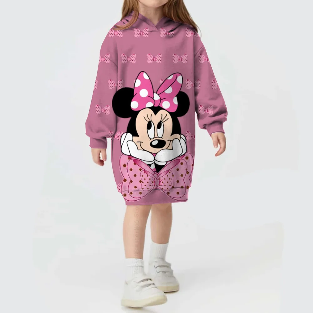 2025 New Spring Children\'s Clothes Casual Sports Girls Print Mickey Mouse Hoodie Street Cartoon Sweater Dress Children\'s Clothi