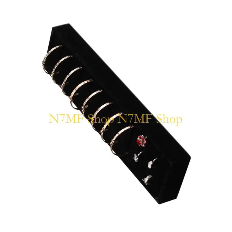 N7MF Convenient 10 Slot Plush Lined Bracelet Tray Organizes Jewelry Neatly Safely