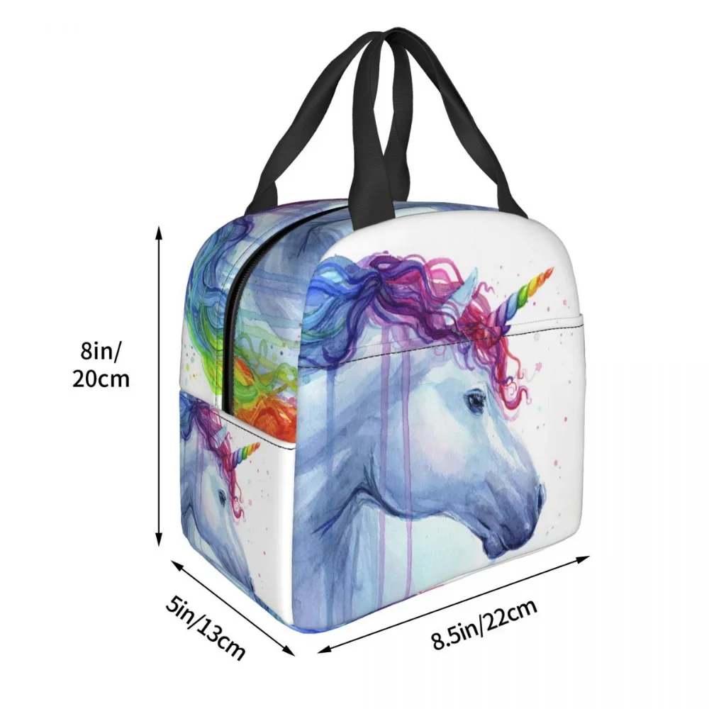 Cartoon Rainbow Unicorn Lunch Bag Women Cooler Thermal Insulated Lunch Box for Kids School Children Work Picnic Food Tote Bags image 2