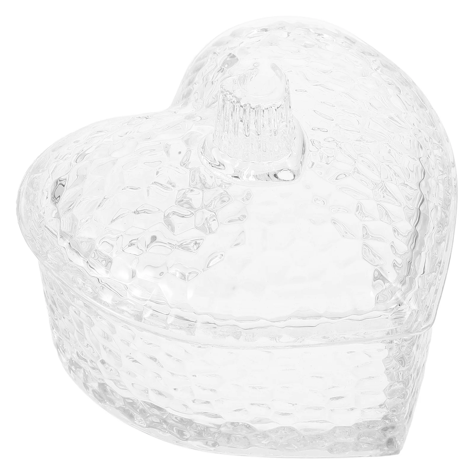 Heart Shape Glass Storage Jar Decorative Jewelry Organizer Box Candy Cookie Trinket Container Desktop Display Case for Home