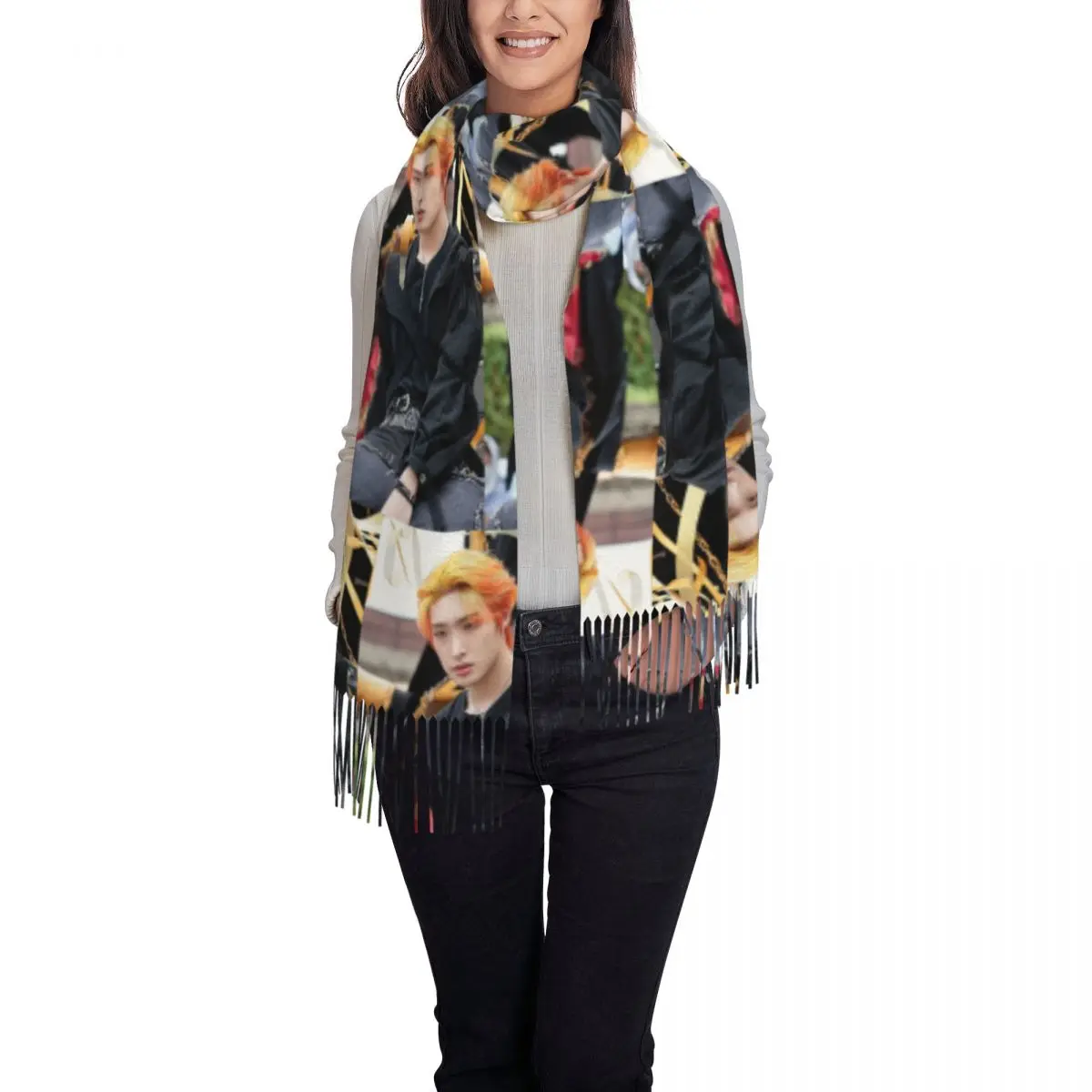 Mingi Ateez Spin Off From The Witness Halazia bufanda bufandas con borlas mujeres chales y chales suaves y cálidos chal grande para Otoño e Invierno