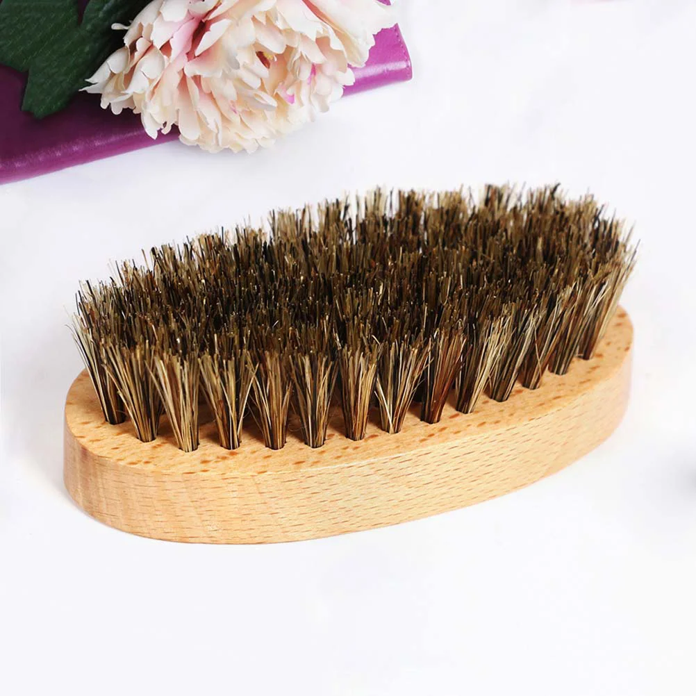 Brocha ovalada para bigote y barba con cerdas de jabalí para hombre con mango de haya en brocha de afeitar de color primario natural (85x45x28cm)