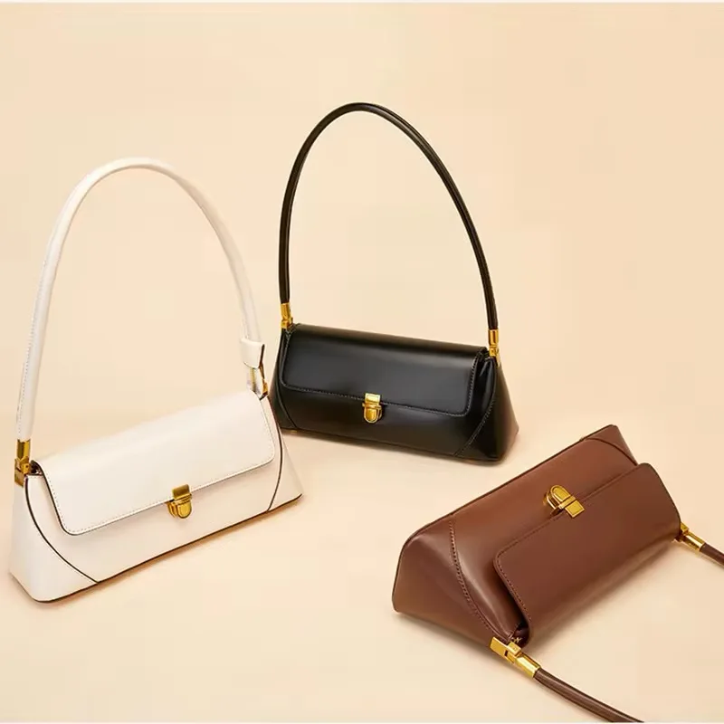 2024 New Genuine Leather Women Underarm Bag High Quality Ladies Shoulder Bags Luxury Brand Designer Female Retro Handbags