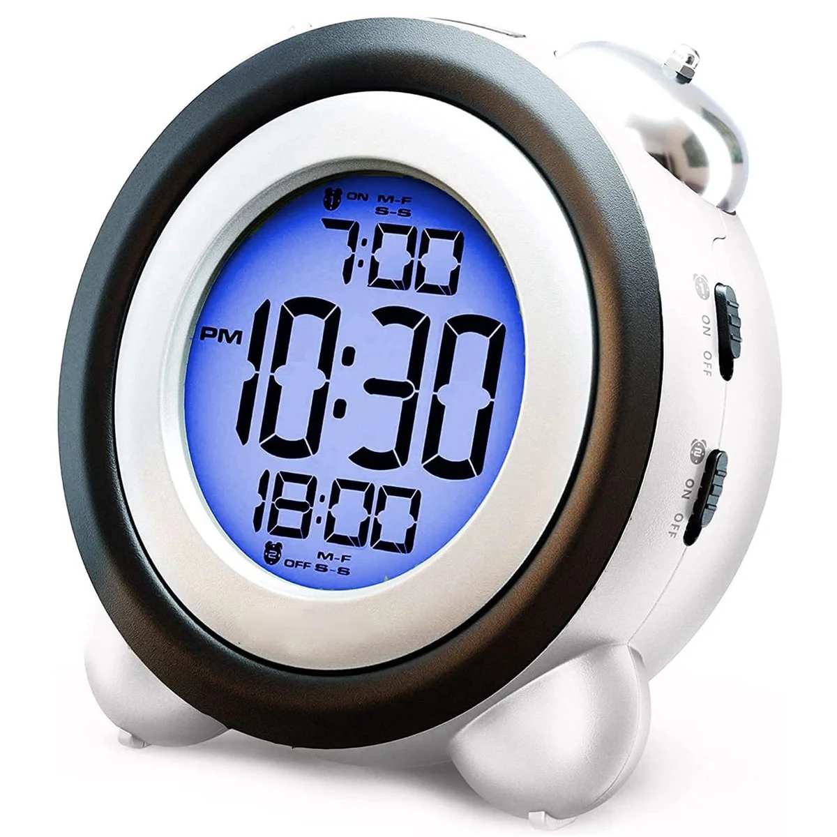 U-VBN-Digital Alarm Clock,Time Date Display Twin Bell Very Loud for Heavy Sleepers Dual Alarm Blue Backlight for Teens