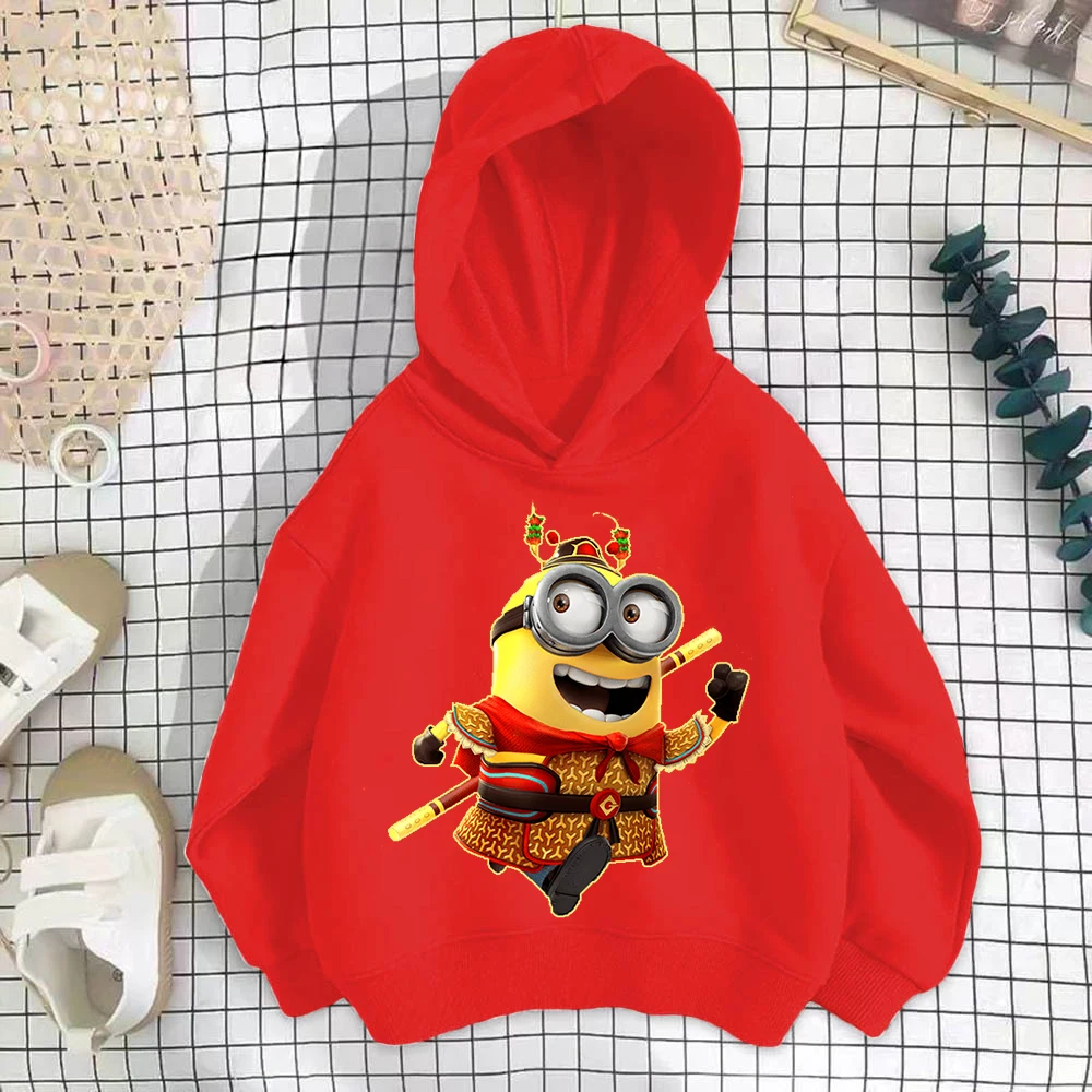 힙합 키즈 만화 미니언즈 후디 의류, 화이트 가을 겨울 상의, 데일리 하라주쿠 캐주얼 풀오버, 패션 맨투맨, 신상