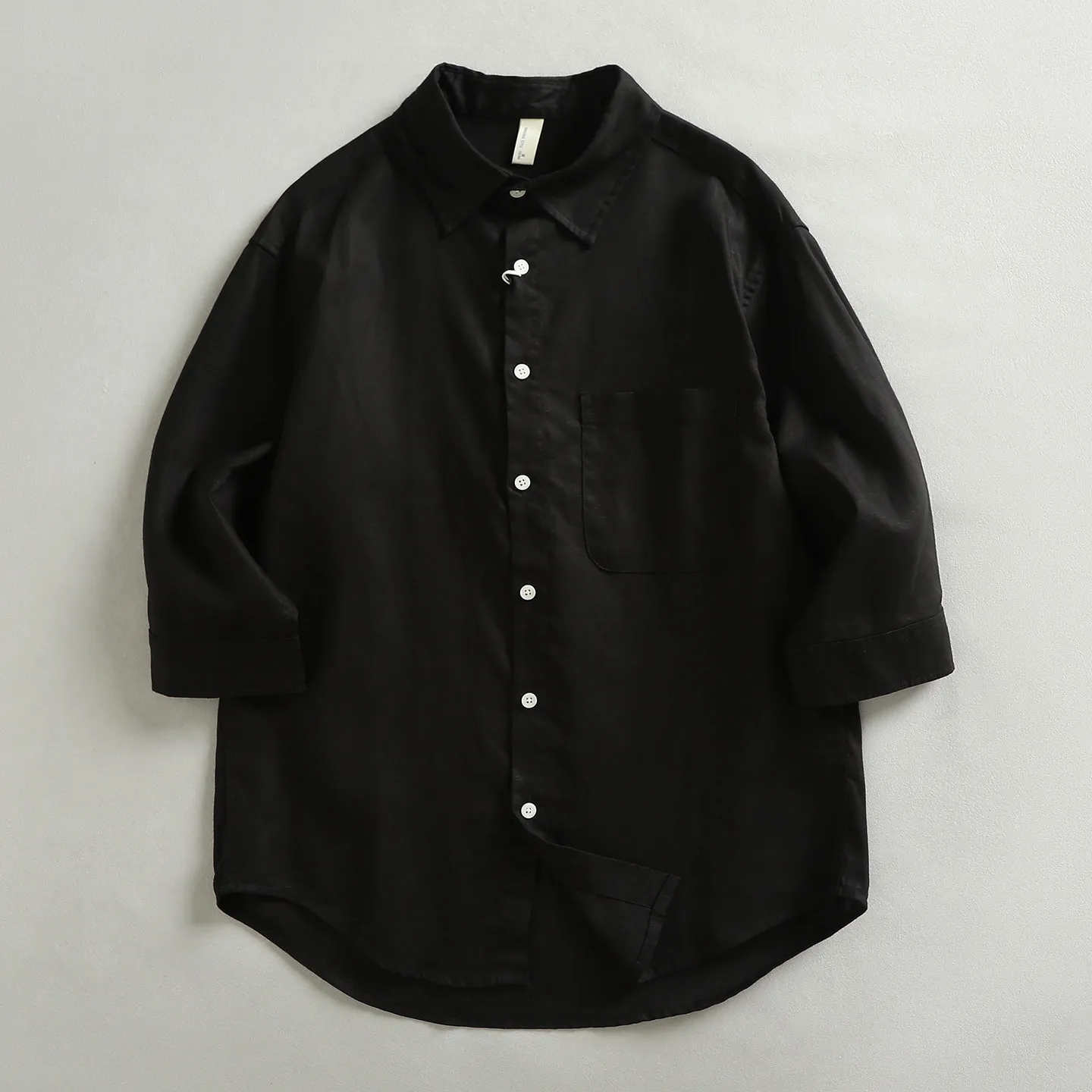 Men Solid Color Lapel Button Down Shirts Oversized Loose 3/4 Sleeve Pocket Blouse Casual Breathable Daily Shirts Multiple Colors