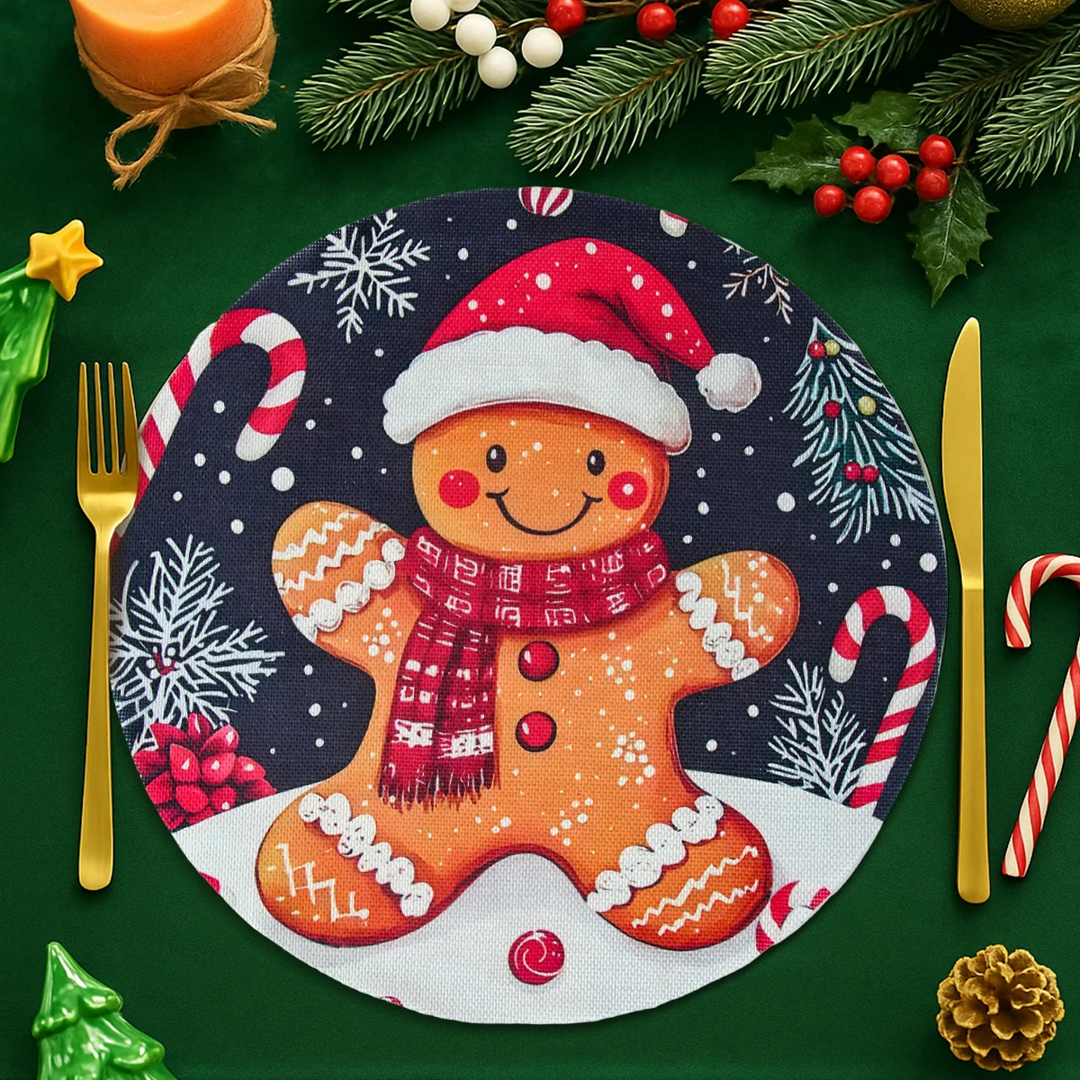 4pcs Christmas Linen Placemats Merry Christmas Decoration for Home 2025 Table Mat Xmas Ornament Navidad Natal New Year Gift 2026