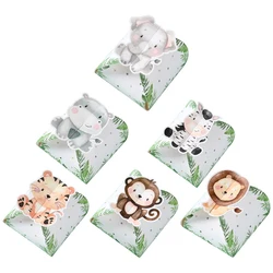 12pcs Paper Jungle Animals Candy Box Wedding Party Safari Birthday Party Decoration Baby Shower Gift Box Chocolate Cookie Bag