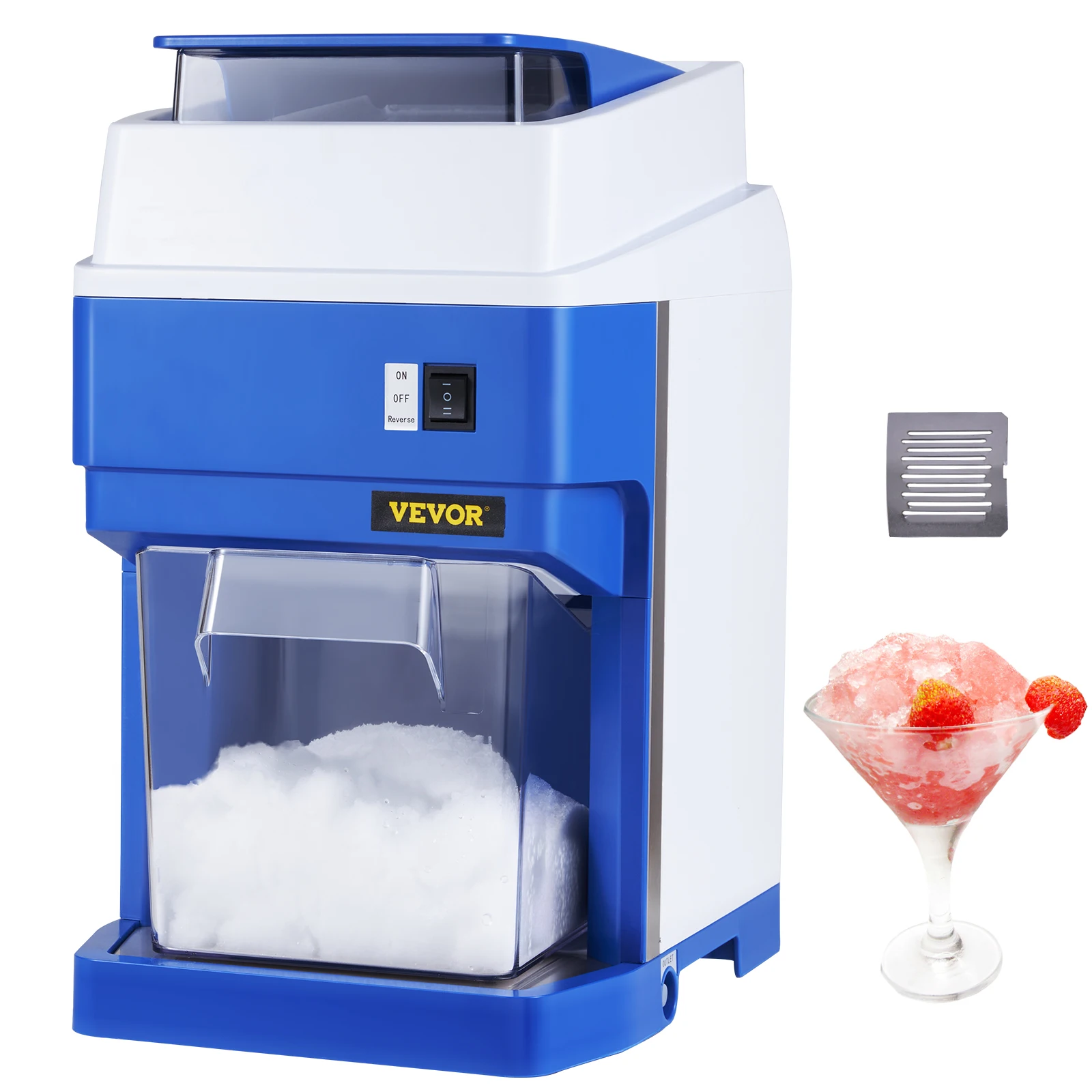 VEVOR 265 LBS/H Commercial Ice Shaver Electric Ice Crusher Stainless Steel Snow Cone Shaved Ice Machine 650W Snowmaker