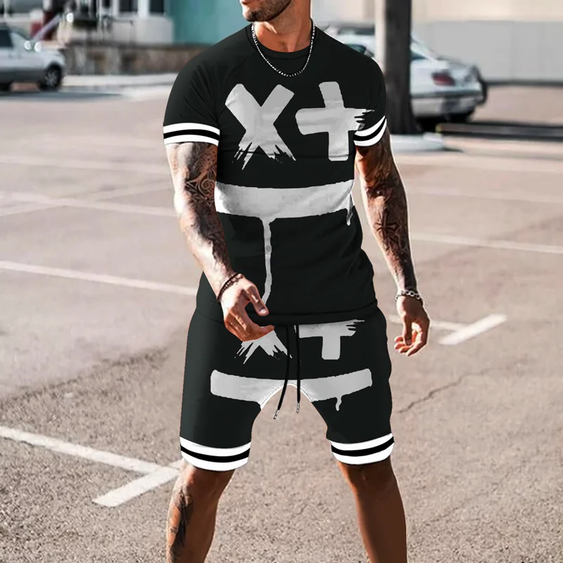 

2025-26 Fashion Trend Suit 3D Printing Design Outdoor Travel Men's Suit Breathable Quick-drying Short-sleeved Shorts Suit