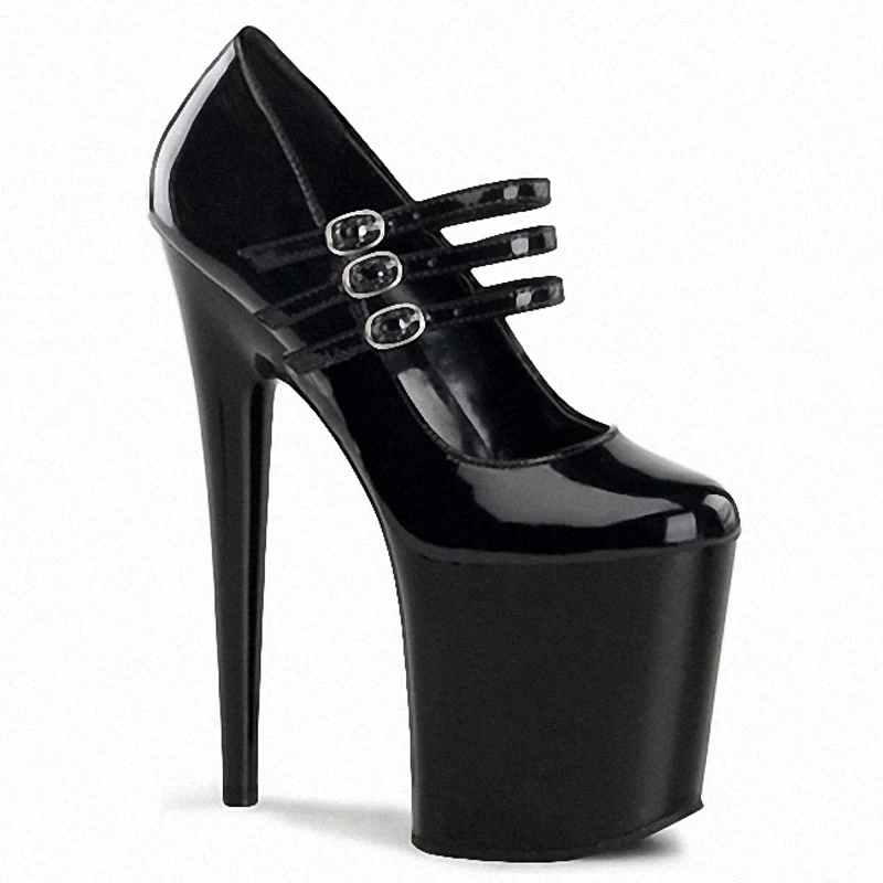 

Sexy Fetish Exotic Pole Dance Platform Pumps 20cm Stripper 8inch High Heels Shoes buckle strap office lady gladiator Big Size 12