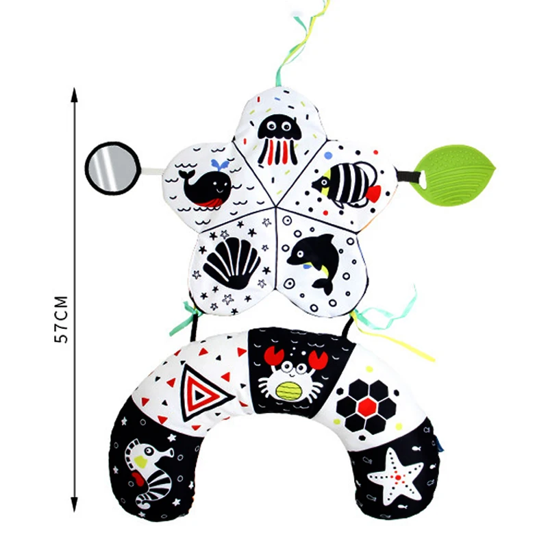 طفل البطن الوقت وسادة اللعب أسود أبيض عالية التباين ألعاب الأطفال ألعاب مونتيسوري للأطفال حديثي الولادة 0-6 6-12 12-18 أشهر