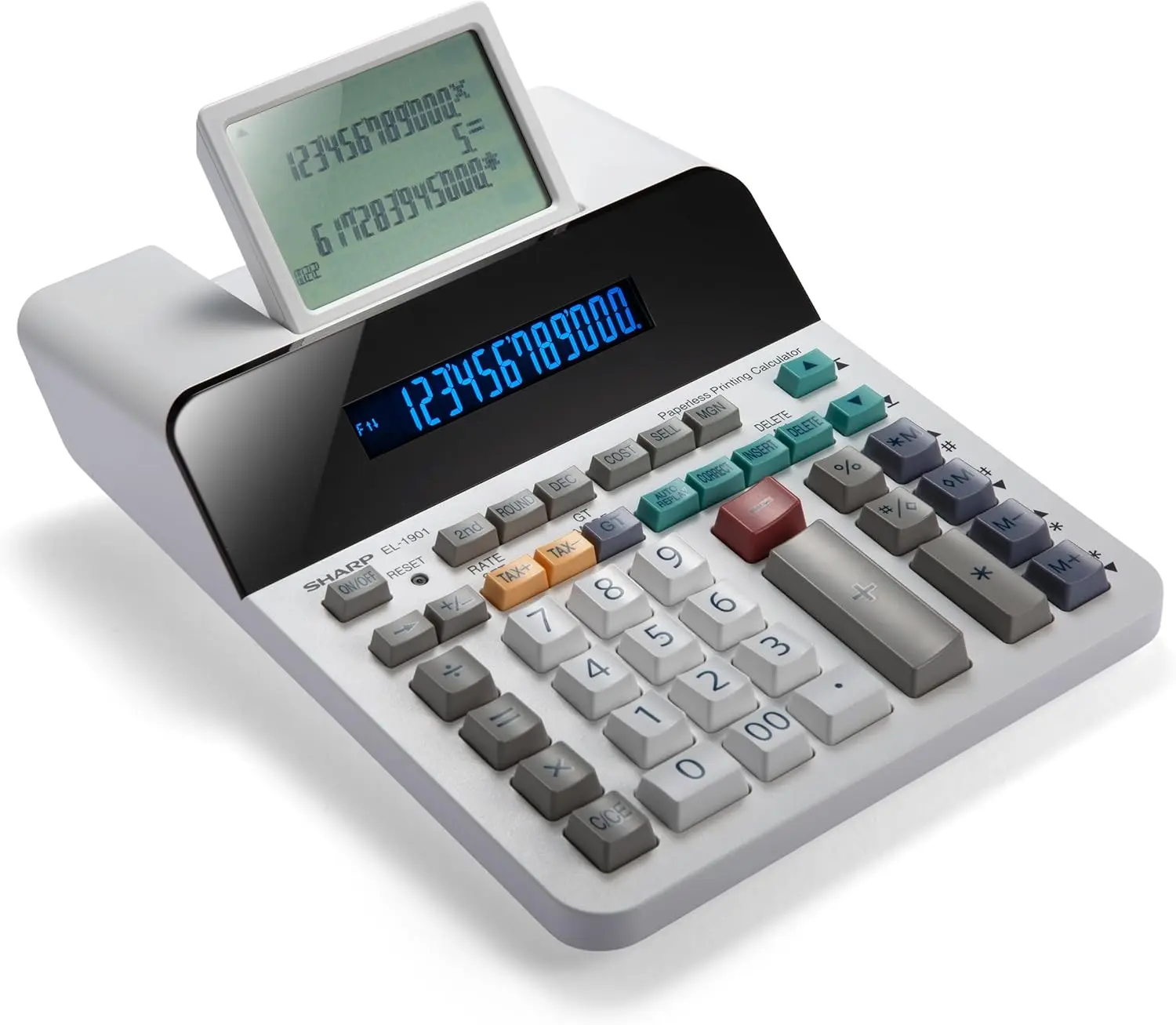 

Paperless Printing Calculator with Large 12-Digit LCD Display, Check & Correct Function, Scrolling Screen for Office Use