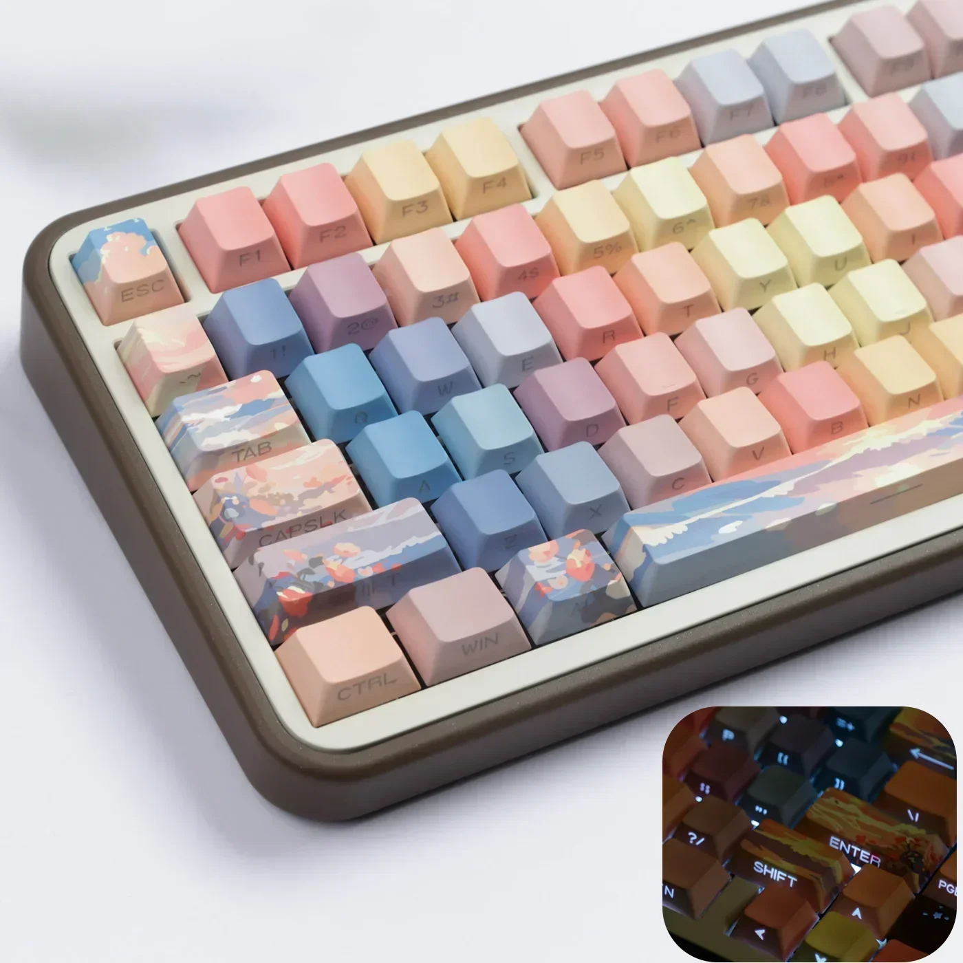 Sunset afterglow side engraved transparent keycap camouflage original factory height gradual change HI8 F99 F87 G75