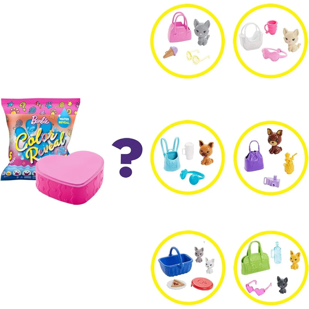 Original Barbie Color Reveal Pet Assortment Accessories Reveal Surprise Toys for Girls Christmas Birthday Gifts for Children