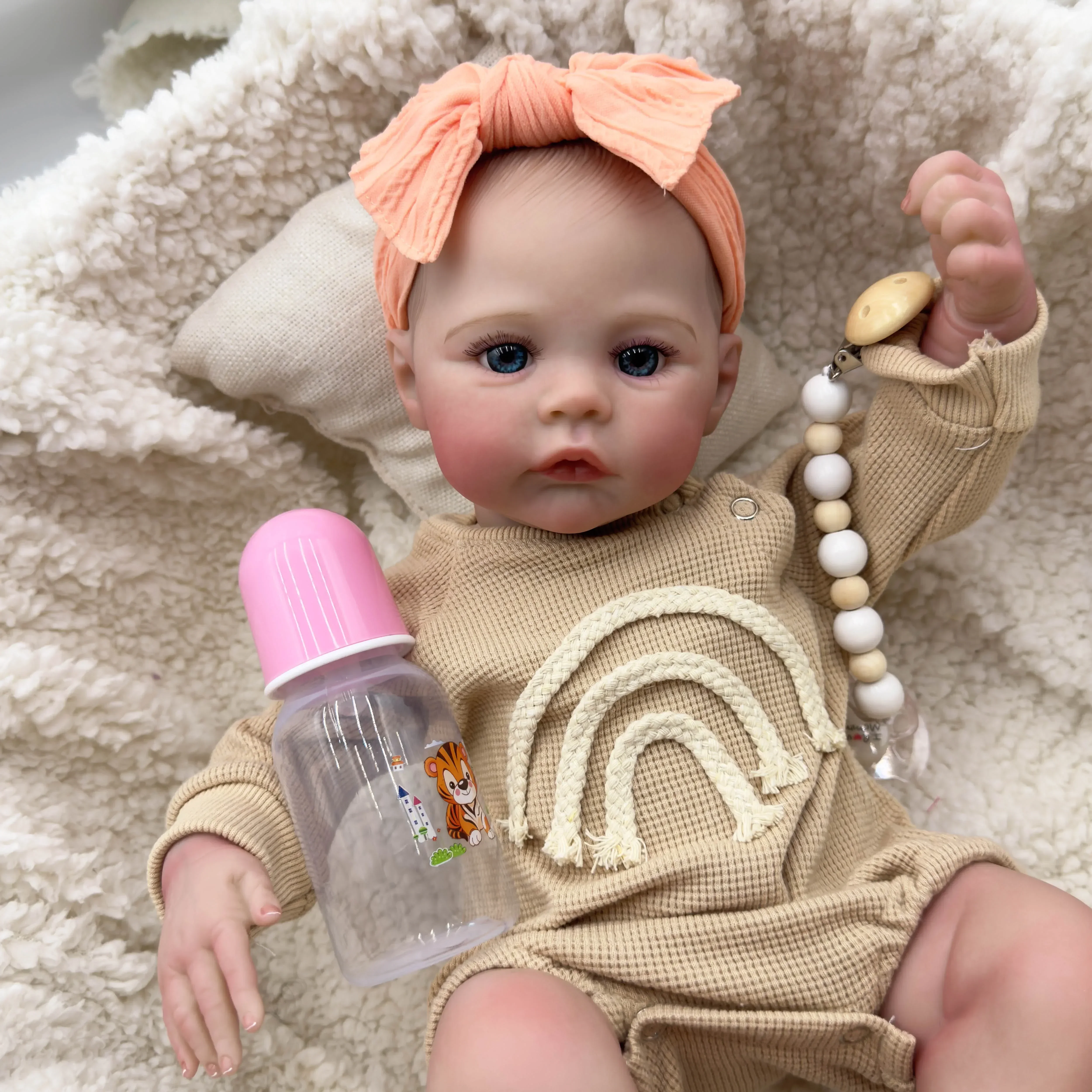 18 inch Weide Zachte Doek Lichaam Reborn Babypop 100% handgemaakte 3D Huid met Vizieraderen Collectible Art Doll Kerstcadeau