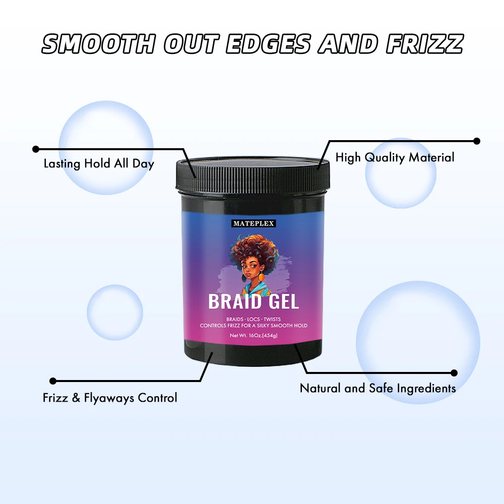 African Black Castor Extra Hold Braid, Loc, Braid Gel, Tames Frizz & Edges, No Parabens, Sulfates, Mineral Oil or Petrolatum