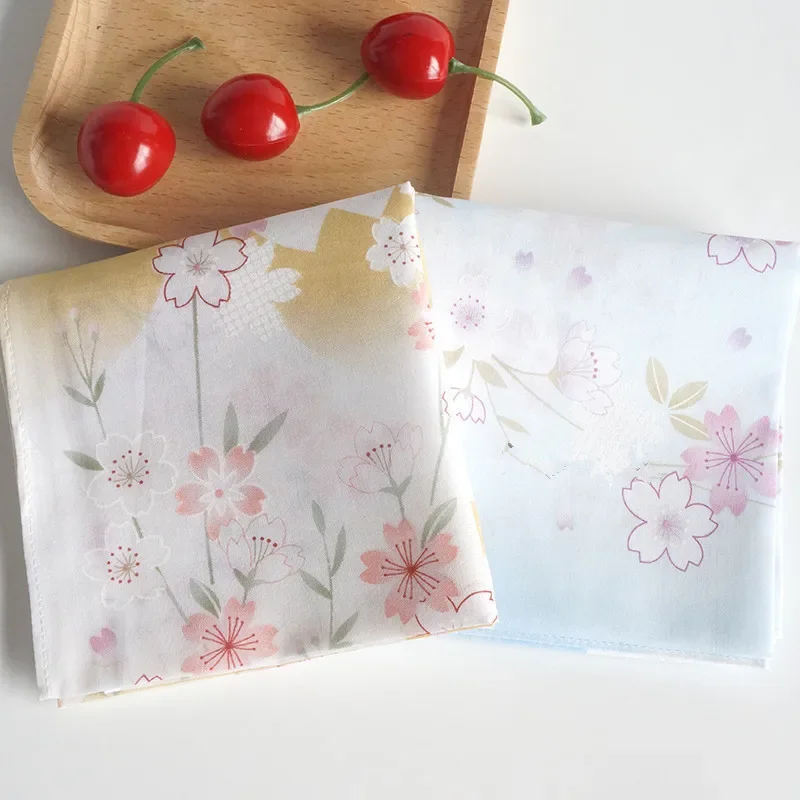 

3Pcs 45x45cm 100% Cotton Cherry Blossom Flower Printed Lady Handkerchief Women Square Hand Towel Wedding Party Gift