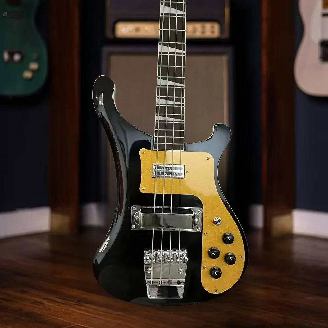 

Free Shipping 4003 Bass Electric Guitar Upgrade Accessories Yellow Pickguard Chrome Hardware 4 Strings Rosewood Fingerboard