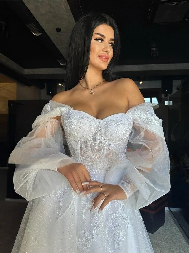 Tea Length Elopement Dresses Corset Rehearsal Dinner Wedding Dresses Sleeve Lace Bridal Simple Wedding Dress White Bridal Dress