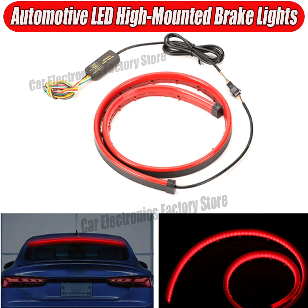 1m Automotive LED High-Mounted Brake Light Warning Light Strip with Multiple Functions: Turn Signal, Brake Light, and High-Mount