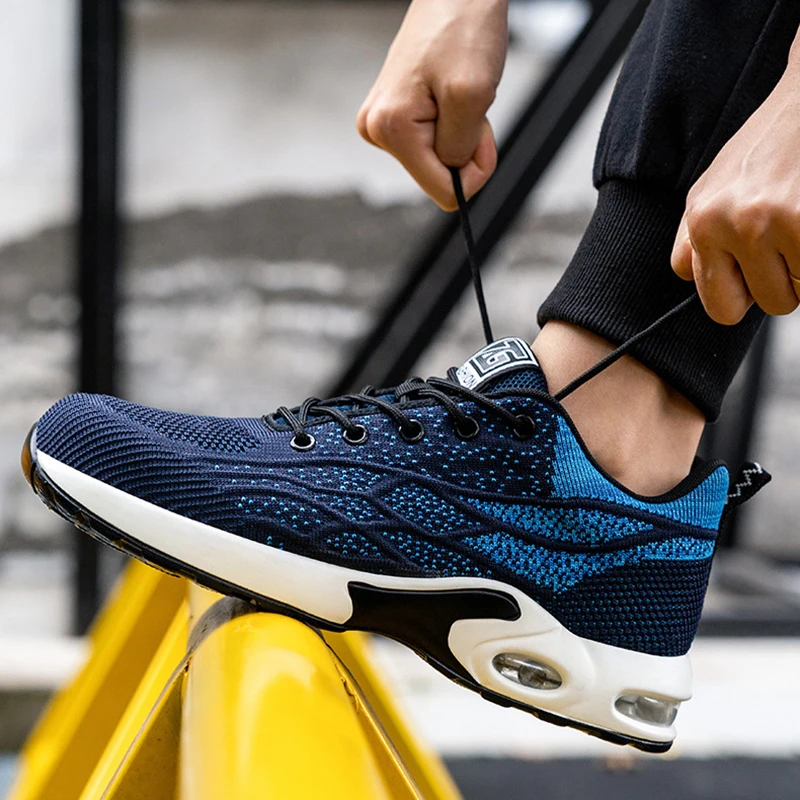 

men's casual steel toe covers working safety shoes summer breathable safe shoe outdoors worker security boots protect footwear