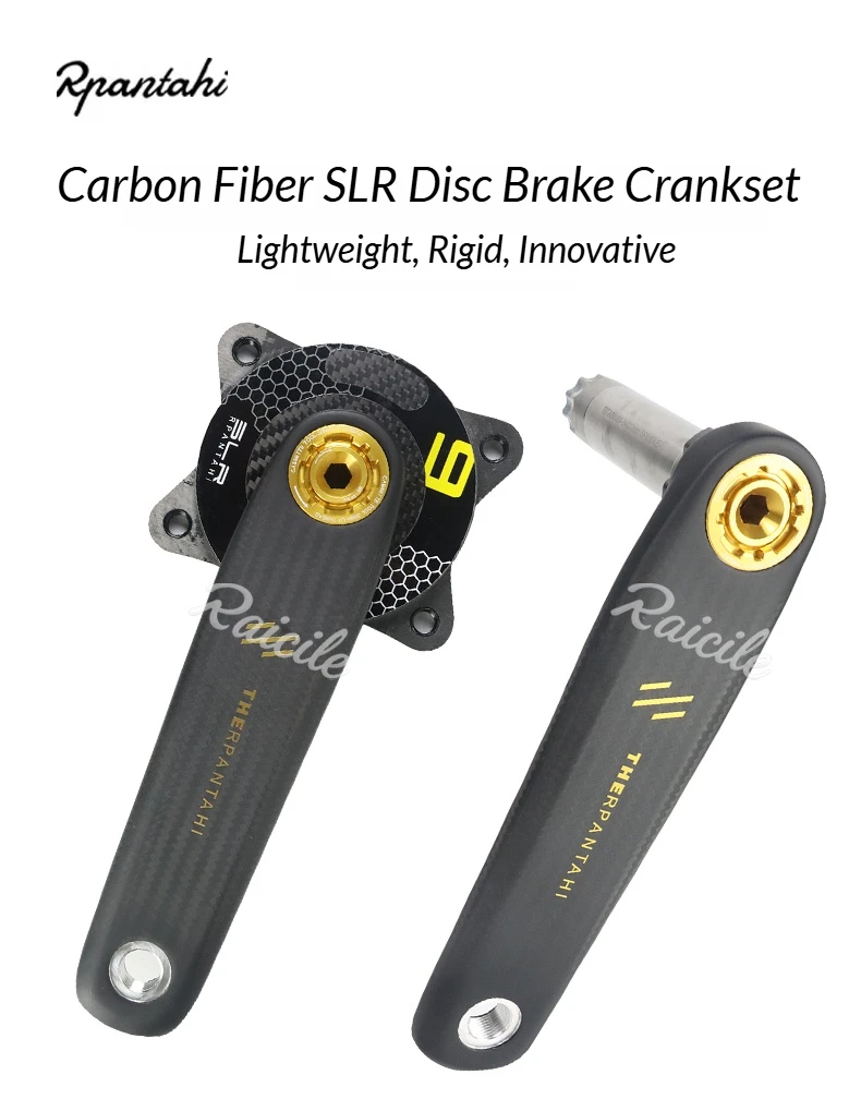 RPANTAHI Rennrad-Crankset aus Carbonfaser mit SLR-Leistungsmesser, 24mm Titanachse, ultraleichtes Gold-Crankset – Detail 2