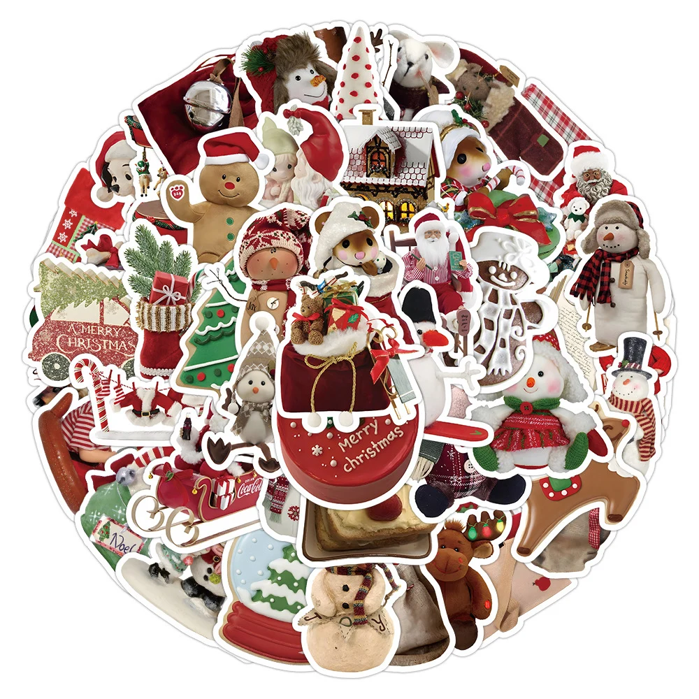 10/30/50PCS Cute Vintage Santa Claus Christmas Cartoon Stickers Laptop Phone Luggage Fridge Car DIY Decal Kid Toy Sticker Decals