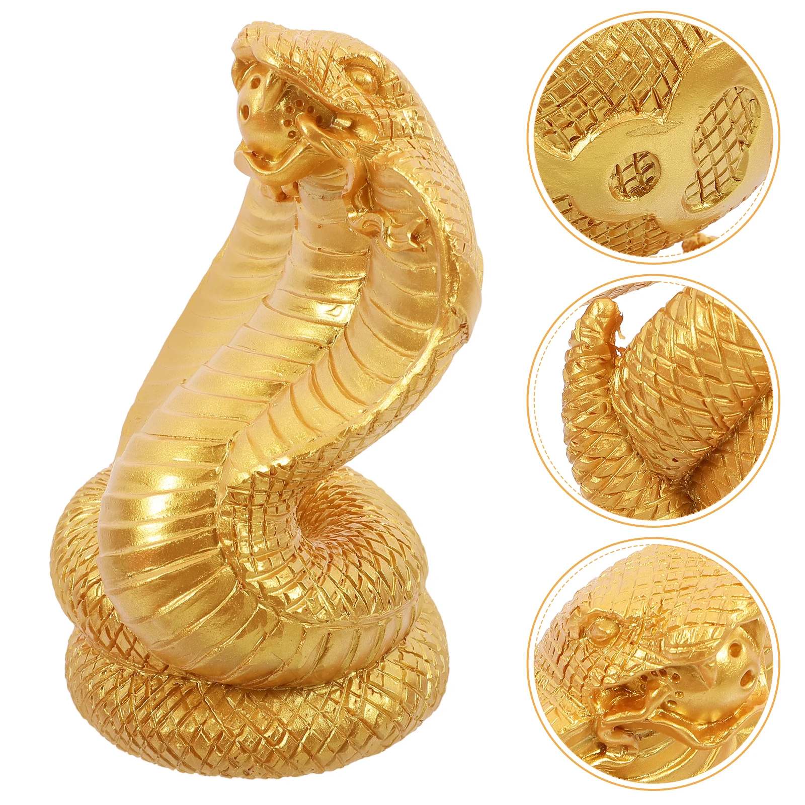 

Golden Resin Statue Lifelike Animal Decoration Desktop Home Garden Party Gift Snake Ornament Chinese Style Mini Snake