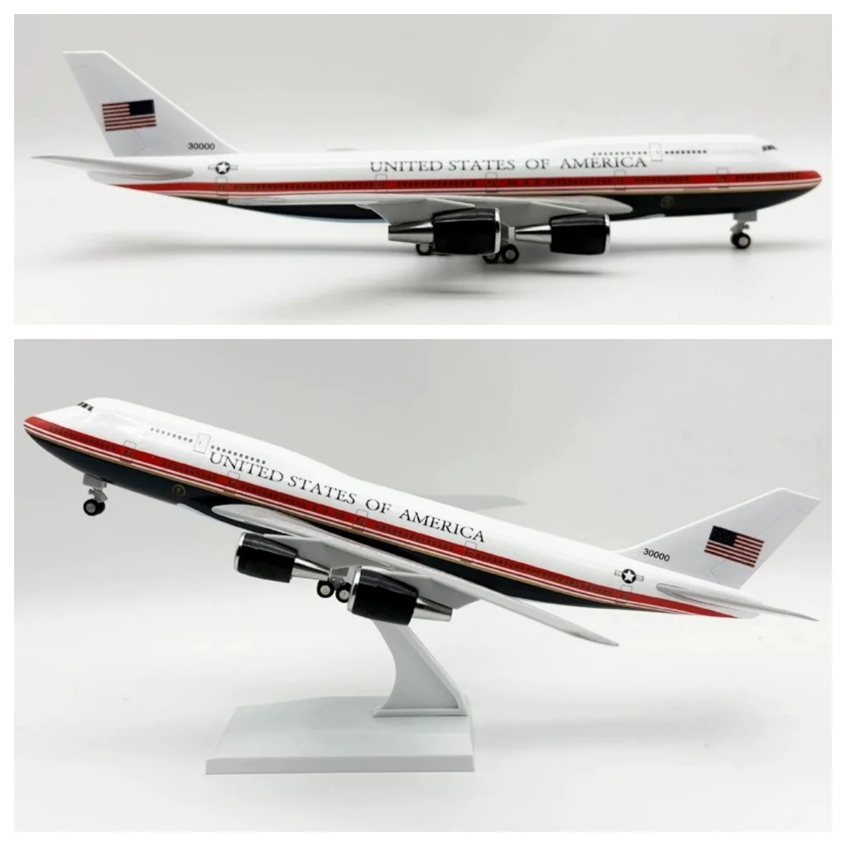 30cm Planes model American Air Force One B747 Resin Miniature Airplane With Stand & Wheel Static Collection Display Gift