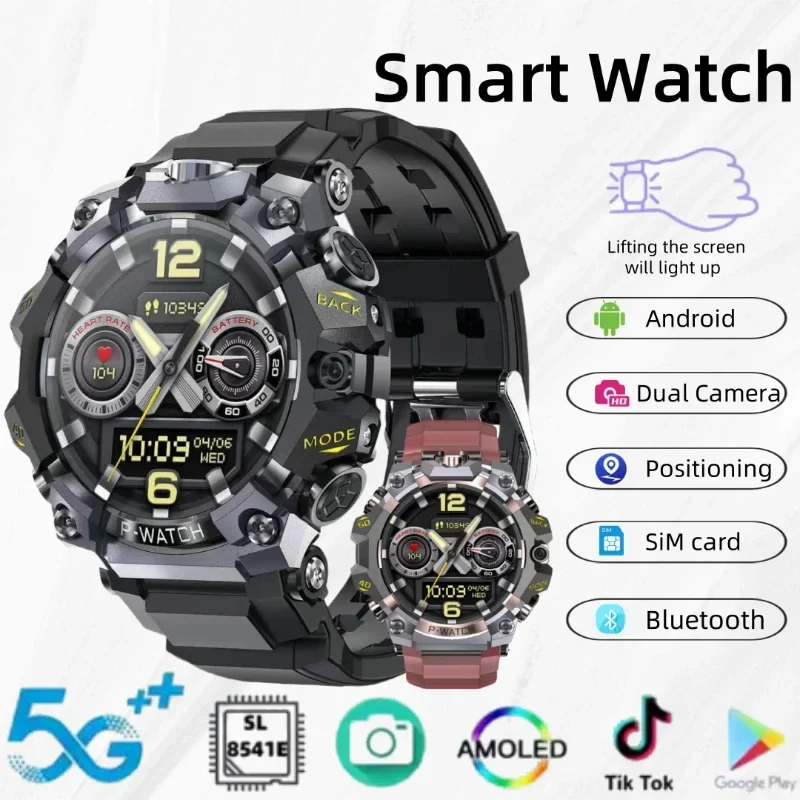 Q668 5G Full Network Smart Watch 1.5 Inch SIM Card 8MP Dual HD Camera GPS WiFi IP67 Waterproof Heart Rate for Men Women Outdoor