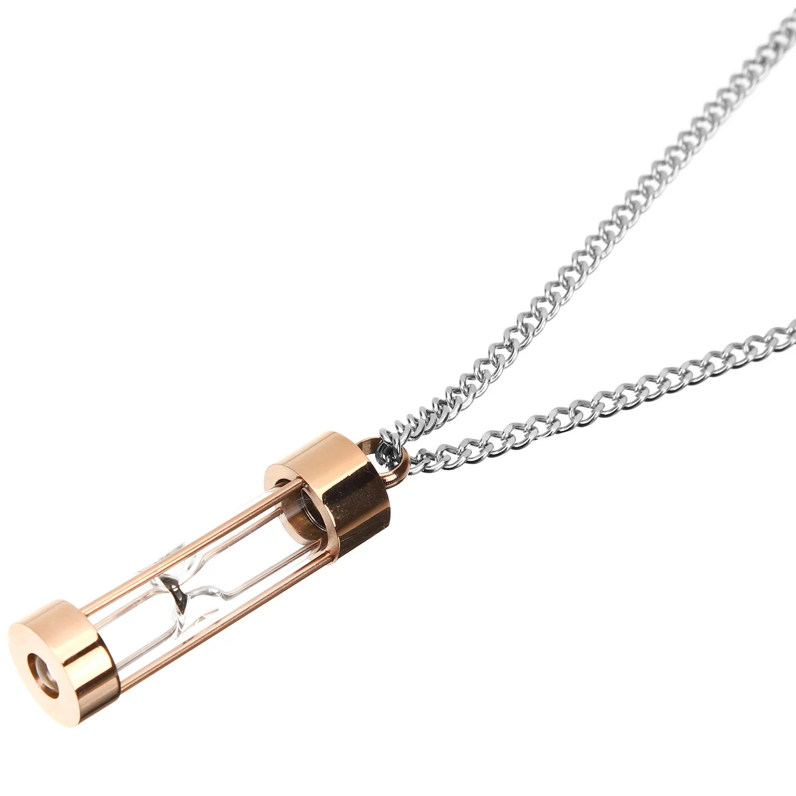 

One Piece Titanium Steel Cremation Necklace Hourglass Vial Pendant for Human Ashes Women Memorial Jewelry Keepsake Urn Necklace