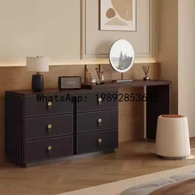 H5.14 dresser chest of drawers bedroom bedside storage cabinet walnut solid wood makeup vanity table - view 3