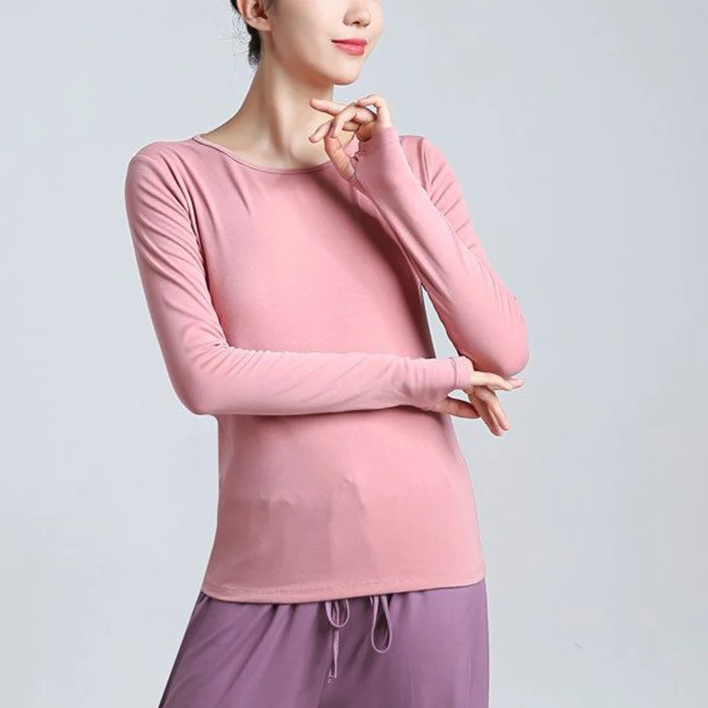 

Modern Dance Sporty Running T Shirt Women Clothing White Black Red S-2XL Elastic Slim Shirts O-neck Full Sleeve Pullover Tee Top