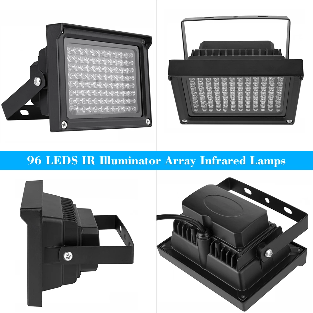 96 LEDS IR Illuminator Array IR โคมไฟเติมแสง Night Vision กันน้ํากลางแจ้งสําหรับกล้องวงจรปิดความปลอดภัยกล้องถ่ายภาพโคมไฟ