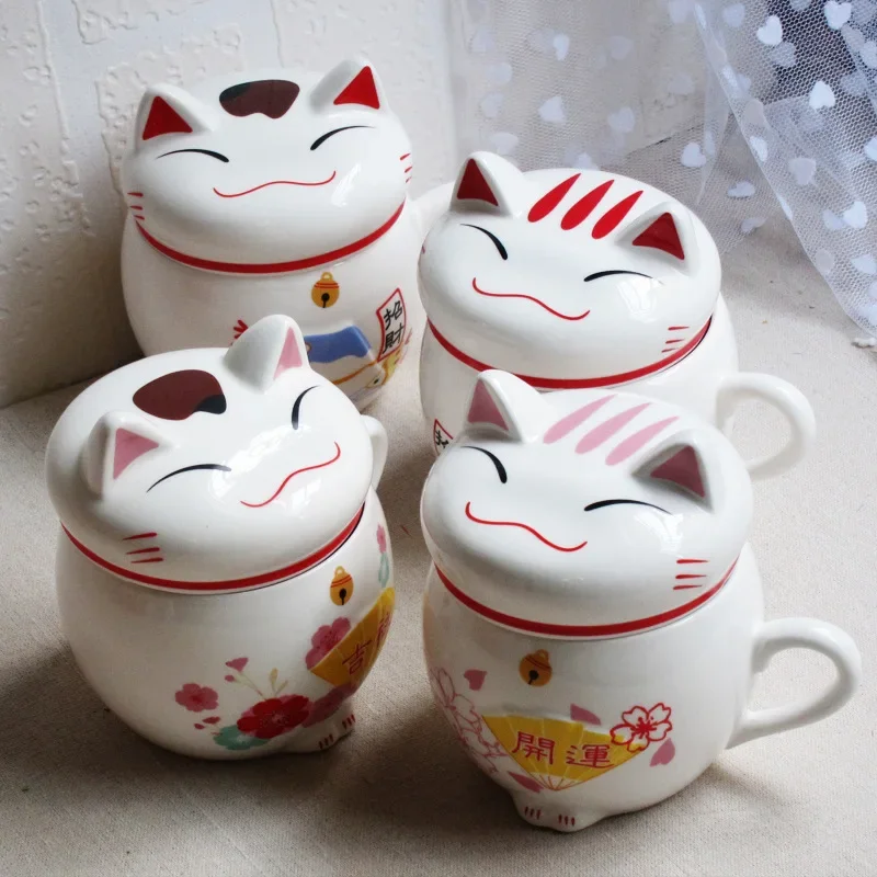 

Cute Cat Style Ceramic Mugs with 3D Lid and Spoon Creative Moring Mug for Milk Coffee Tea Unique Porcelain Mugs NL 002
